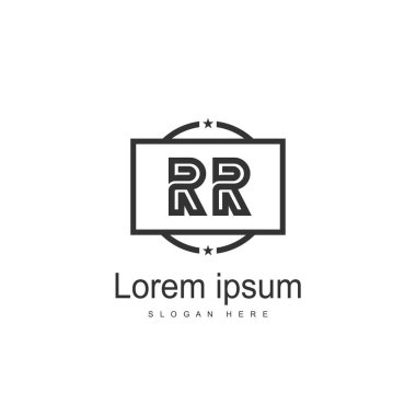 İlk Rr Logo şablonu. Minimalist mektup logo tasarım şablonu