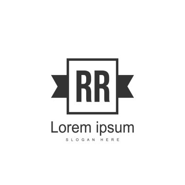 İlk Rr Logo şablonu. Minimalist mektup logo tasarım şablonu