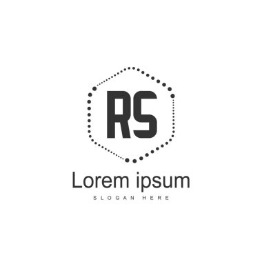 İlk Rs Logo şablonu. Minimalist mektup logo tasarım şablonu