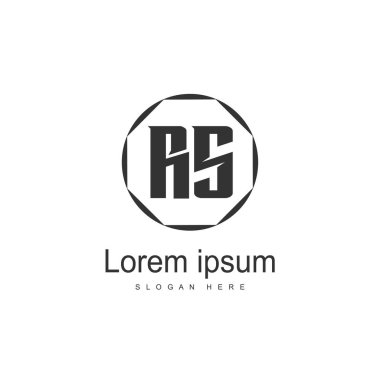 İlk Rs Logo şablonu. Minimalist mektup logo tasarım şablonu