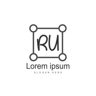 İlk Ru Logo şablonu. Minimalist mektup logo tasarım şablonu