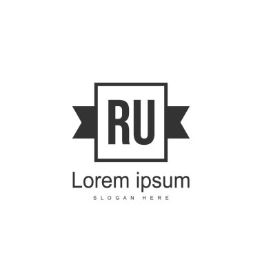 İlk Ru Logo şablonu. Minimalist mektup logo tasarım şablonu