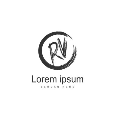 İlk Rv Logo şablonu. Minimalist mektup logo tasarım şablonu