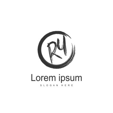 İlk Ry Logo şablonu. Minimalist mektup logo tasarım şablonu