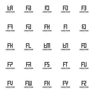 Mektup logo şablonu kümesi. En az harf logo tasarım şablonu