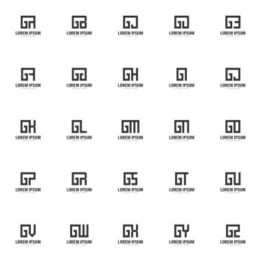 Mektup logo şablonu kümesi. En az harf logo tasarım şablonu
