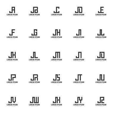 Mektup logo şablonu kümesi. En az harf logo tasarım şablonu