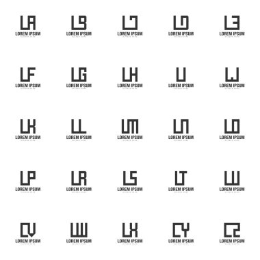 Mektup logo şablonu kümesi. En az harf logo tasarım şablonu