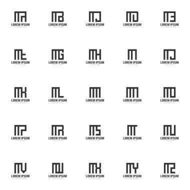 Mektup logo şablonu kümesi. En az harf logo tasarım şablonu