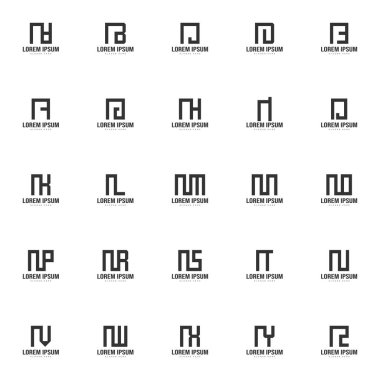 Mektup logo şablonu kümesi. En az harf logo tasarım şablonu