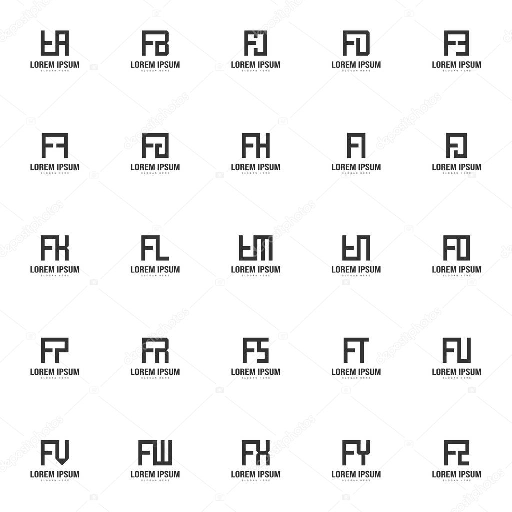 Set of letter logo template. Minimal letter logo template design