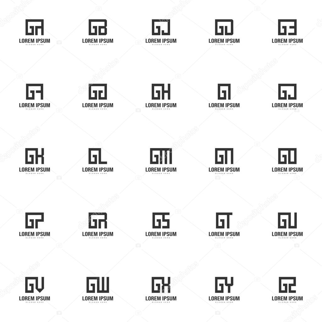 Set of letter logo template. Minimal letter logo template design