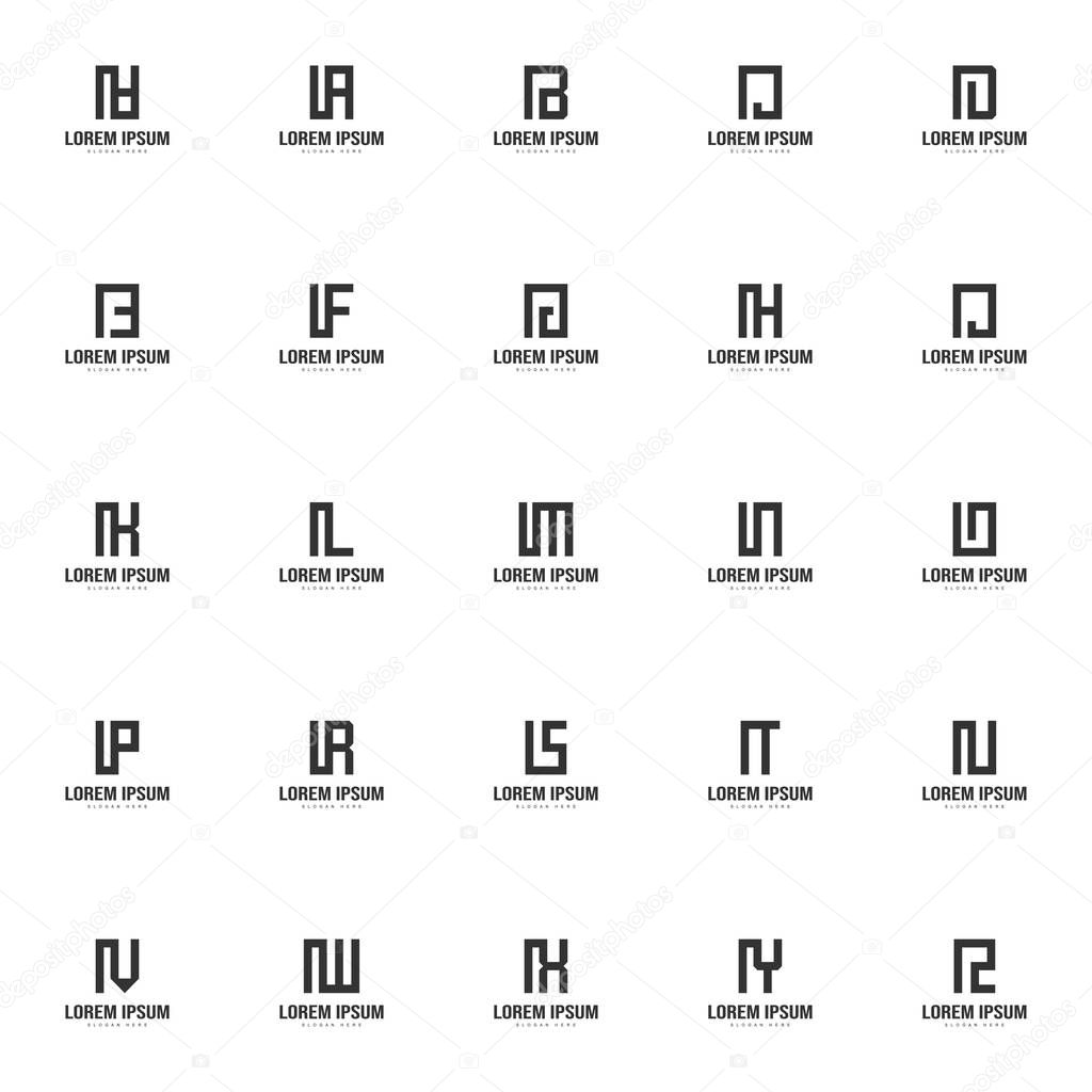 Set of letter logo template. Minimal letter logo template design
