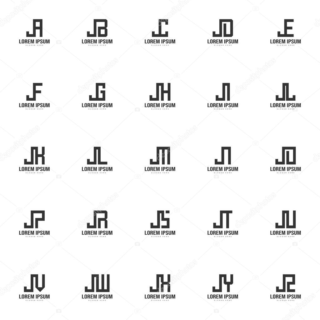 Set of letter logo template. Minimal letter logo template design