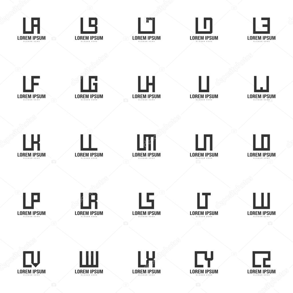 Set of letter logo template. Minimal letter logo template design