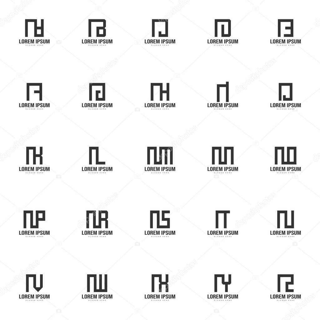 Set of letter logo template. Minimal letter logo template design