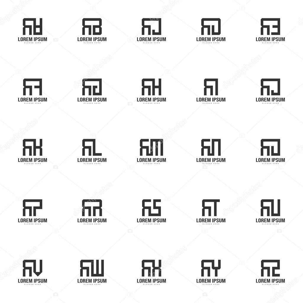 Set of letter logo template. Minimal letter logo template design