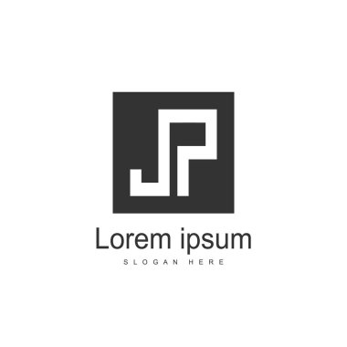 İlk mektup Jp Logo tasarım şablonu. Minimalist mektup logo vektör tasarımı