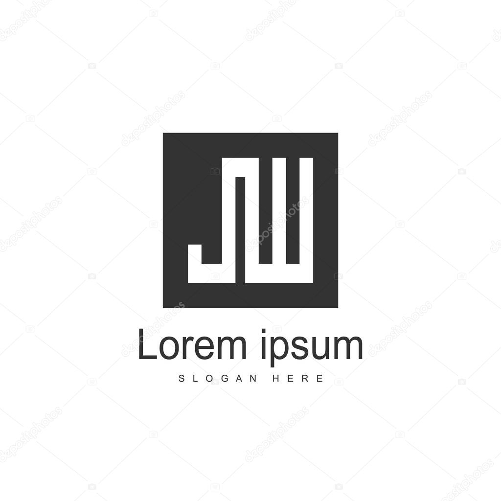 Initial Letter JW Logo template design. Minimalist letter logo vector design