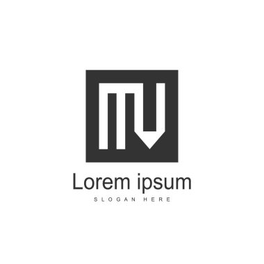 İlk mektup Mv Logo şablonu tasarım. Minimalist mektup logo vektör tasarımı