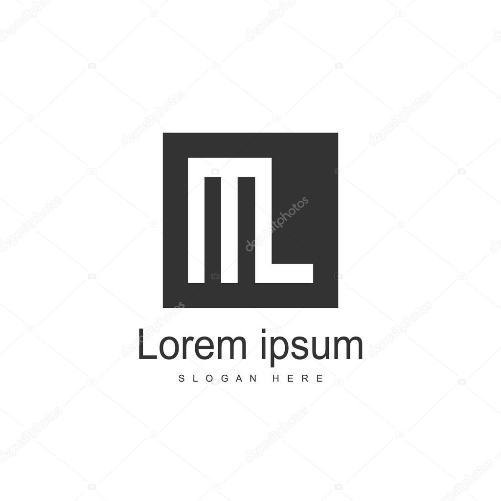 Initial Letter ML Logo template design. Minimalist letter logo vector design