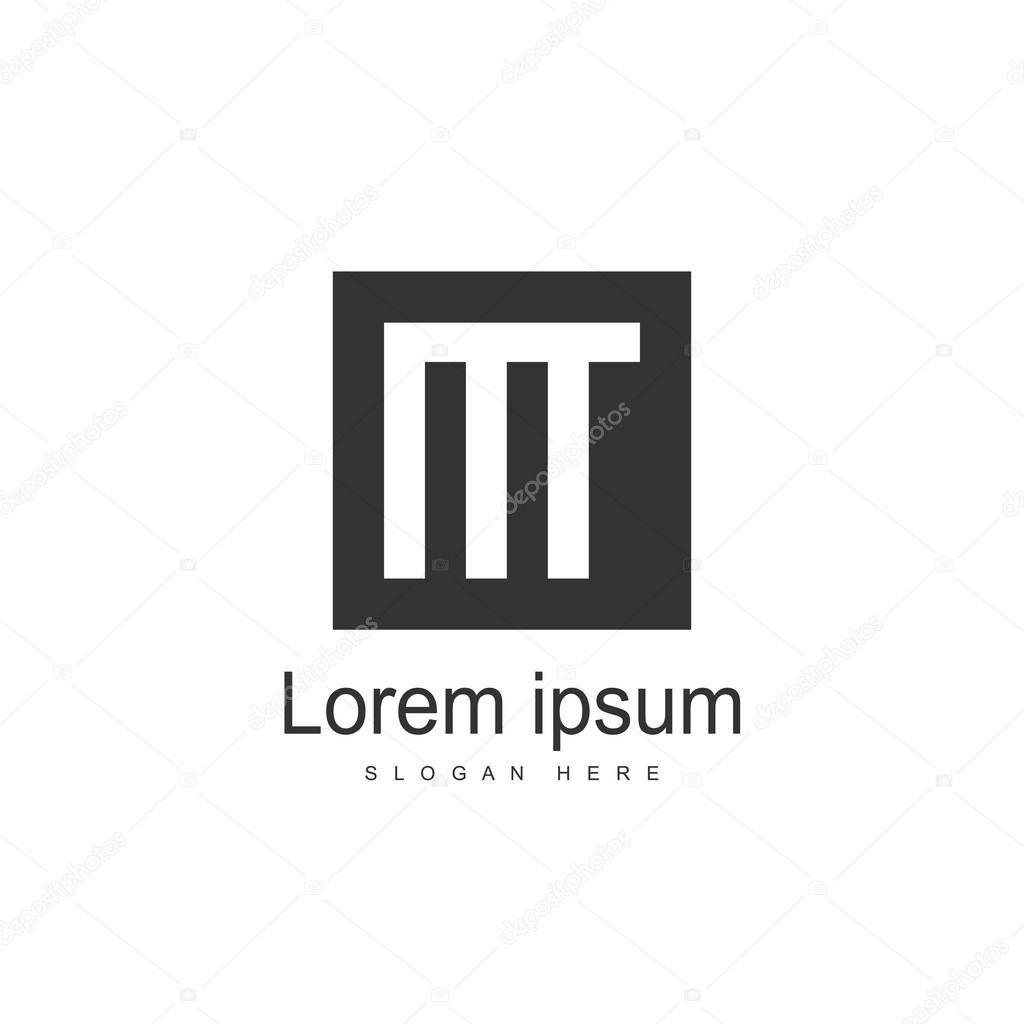 Initial Letter MT Logo template design. Minimalist letter logo vector design