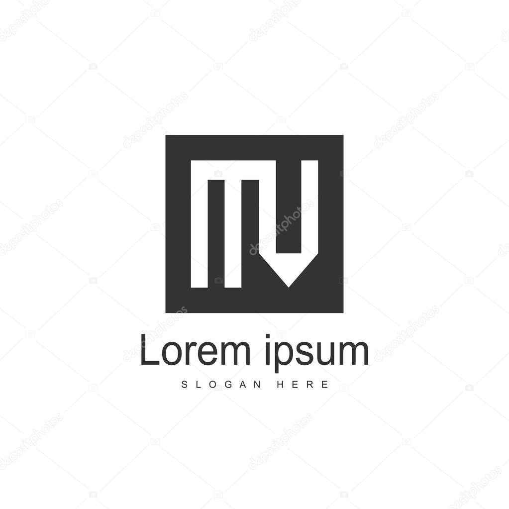 Initial Letter MV Logo template design. Minimalist letter logo vector design
