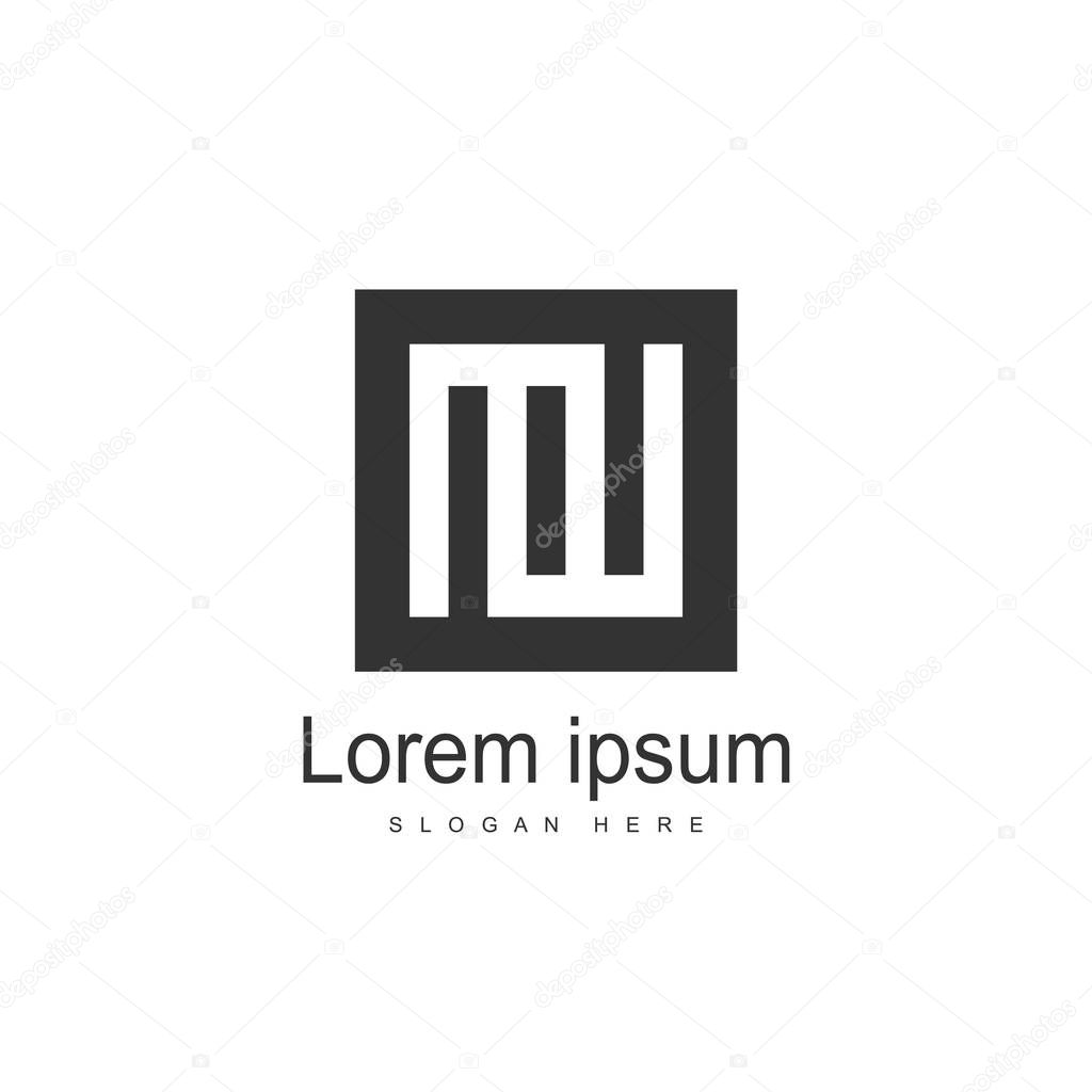 Initial Letter MW Logo template design. Minimalist letter logo vector design