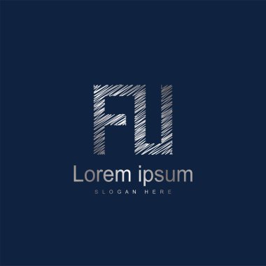 İlk harf Fu Logo şablonu vektör tasarımı