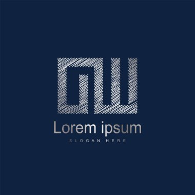 İlk mektup Ow Logo şablonu vektör tasarımı. Gümüş harf logo