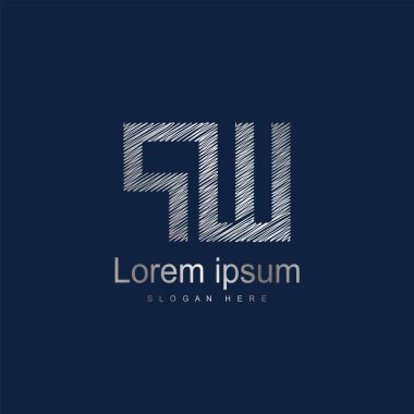 İlk harf Pw Logo vektör tasarım şablonu. Gümüş harf logo