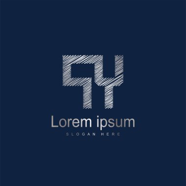 İlk harf Py Logo vektör tasarım şablonu. Gümüş harf logo