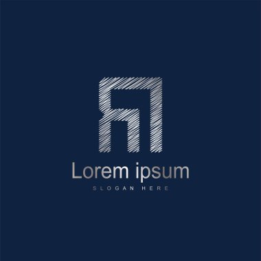 İlk mektup RI Logo vektör tasarım şablonu. Gümüş harf logo