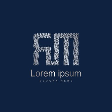 İlk harf Rm Logo vektör tasarım şablonu. Gümüş harf logo