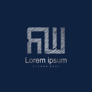 İlk harf Rw Logo vektör tasarım şablonu. Gümüş harf logo
