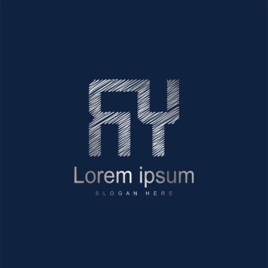 İlk harf Ry Logo vektör tasarım şablonu. Gümüş harf logo