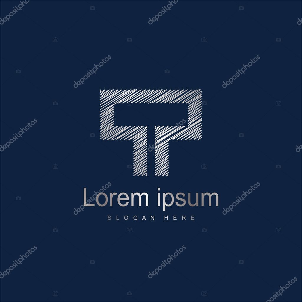Initial Letter PP Logo Template Vector Design. Silver letter logo