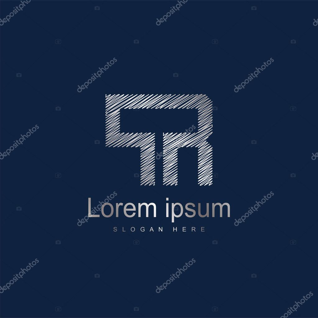 Initial Letter PR Logo Template Vector Design. Silver letter logo