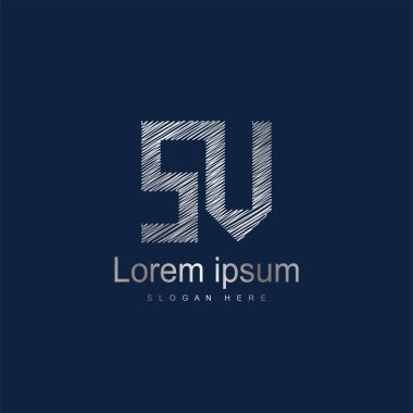 İlk harf Sv Logo vektör tasarım şablonu. Gümüş harf logo