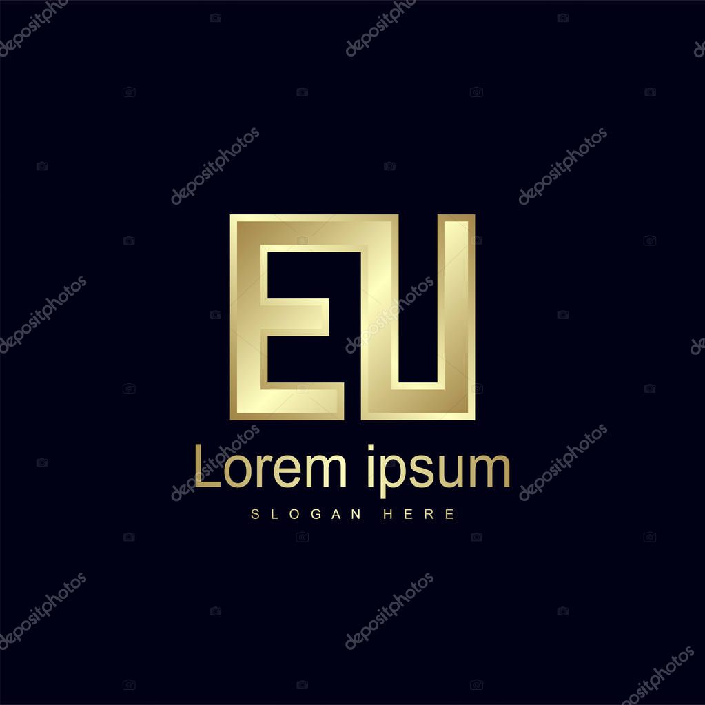 Initial Letter EU Logo Template Vector Design