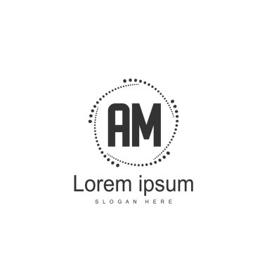 İlk harf Am Logo şablonu vektör tasarımı