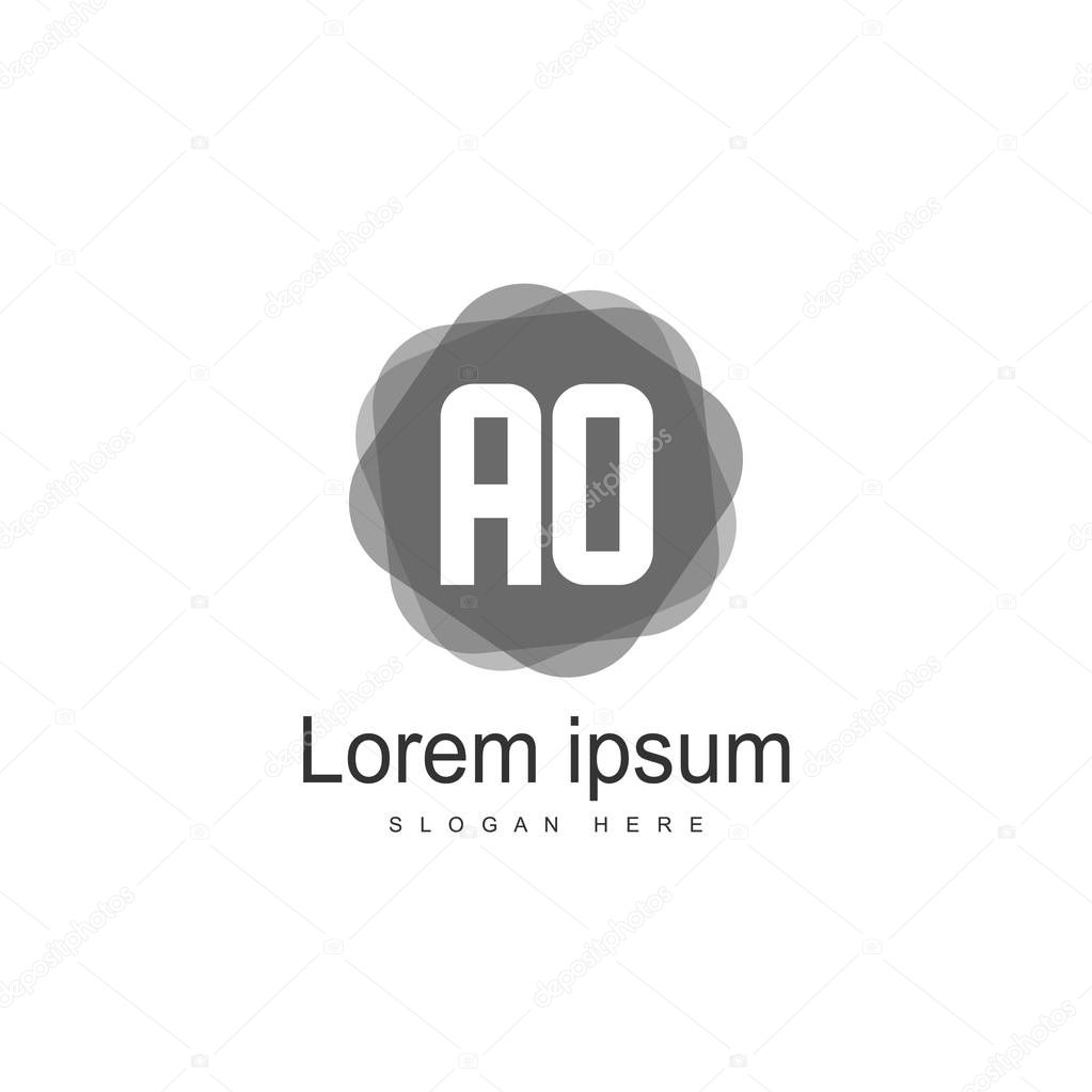 AO Letters Logo Design. Simple and Creative Black Letter Concept Illustration.