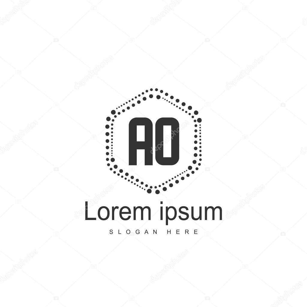 AO Letters Logo Design. Simple and Creative Black Letter Concept Illustration.