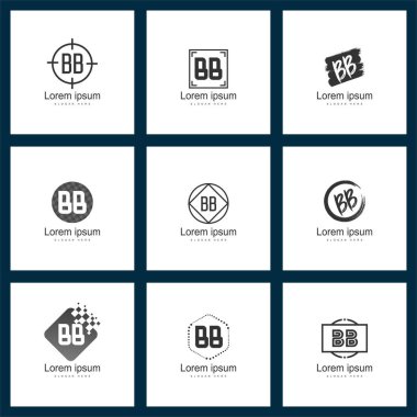 Mektup logo kümesi. İlk Bb Logo şablonu vektör tasarımı