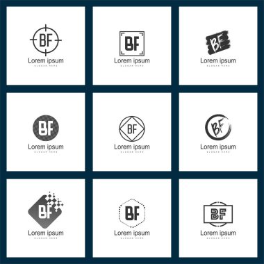 Mektup logo kümesi. İlk Bf Logo şablonu vektör tasarımı