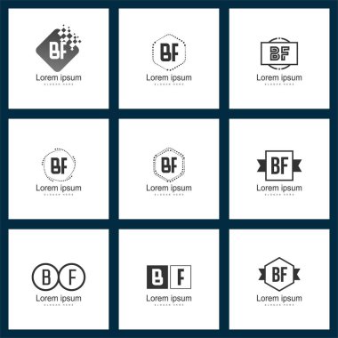 Mektup logo kümesi. İlk Bf Logo şablonu vektör tasarımı