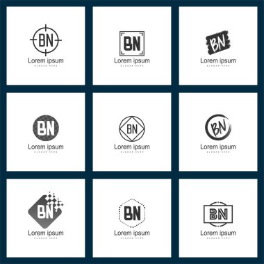 Mektup logo kümesi. İlk Bn Logo şablonu vektör tasarımı