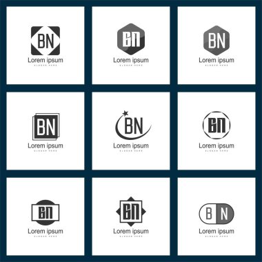 Mektup logo kümesi. İlk Bn Logo şablonu vektör tasarımı