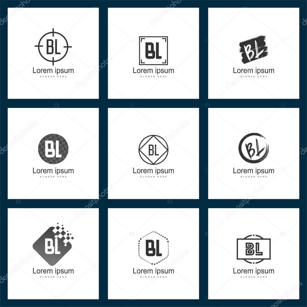 Set of letter logo. Initial BL Logo Template Vector Design