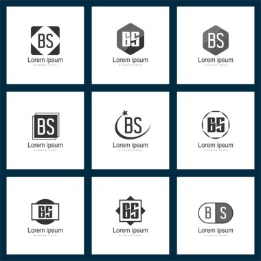 Mektup logo kümesi. İlk Bs Logo şablonu vektör tasarımı